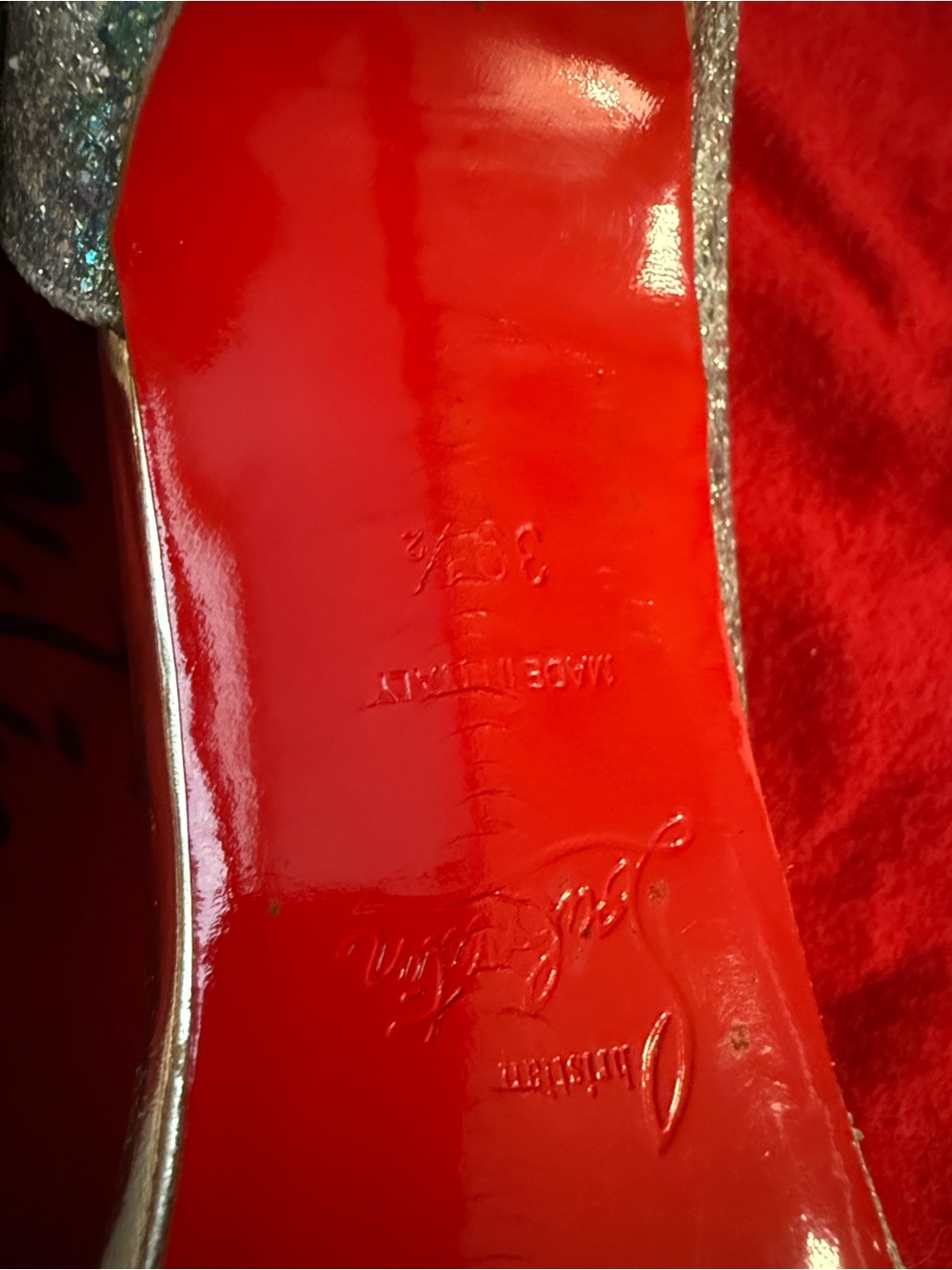 Christian Louboutin Glitter D’Orsay Toboggan pumps - like new - Picture 5 of 9